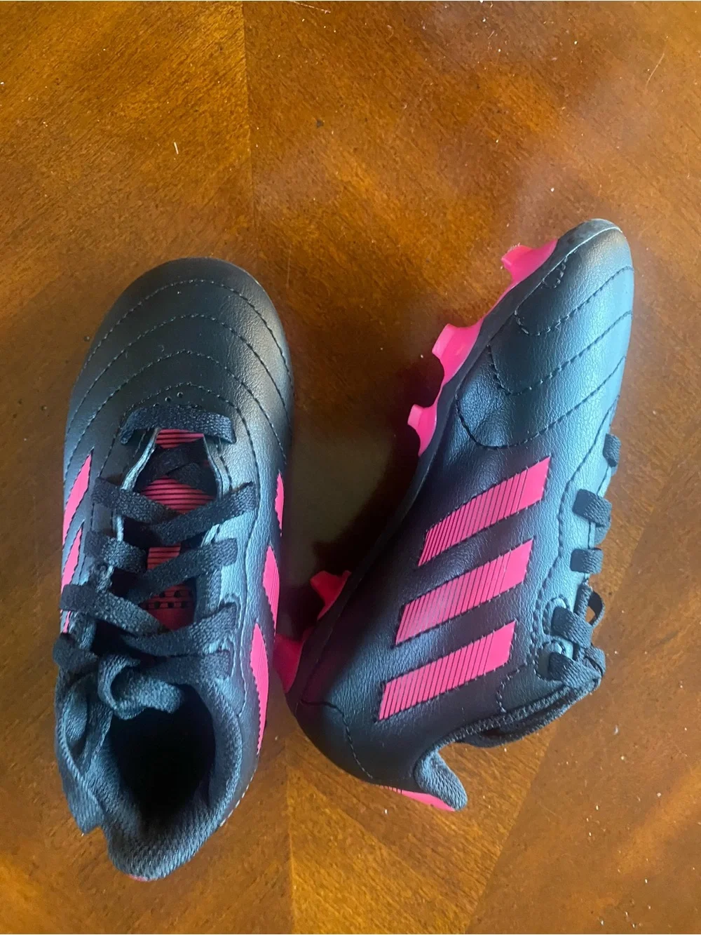 adidas Kids Black and Pink Striped Sneakers